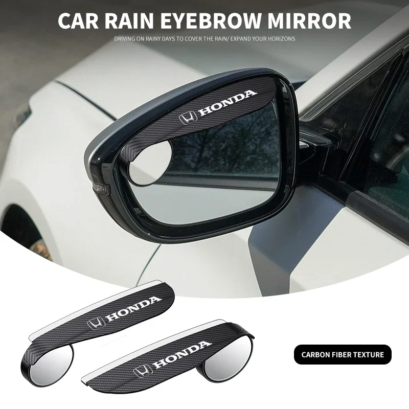 2PCS Car Rearview Mirror Rain Eyebrow Visor Small Round Mirror For Honda TYPER Civic XR-V HR-V Accord car stickers Accessories