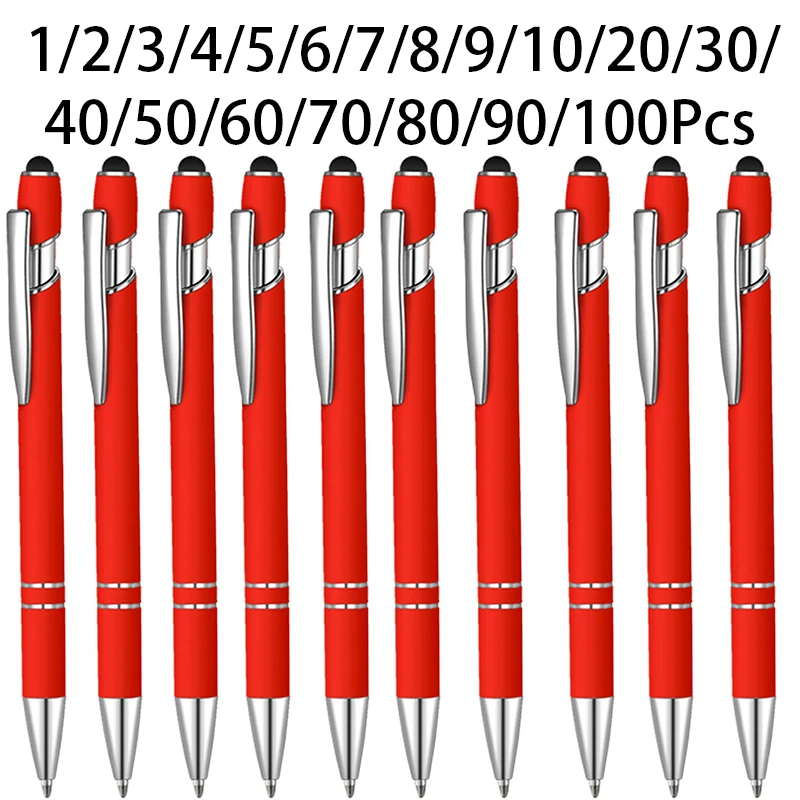 1-100Pcs Rubber Coated Metal Touch Screen Stylus Pen Multifunctional Metal Ballpoint Pen