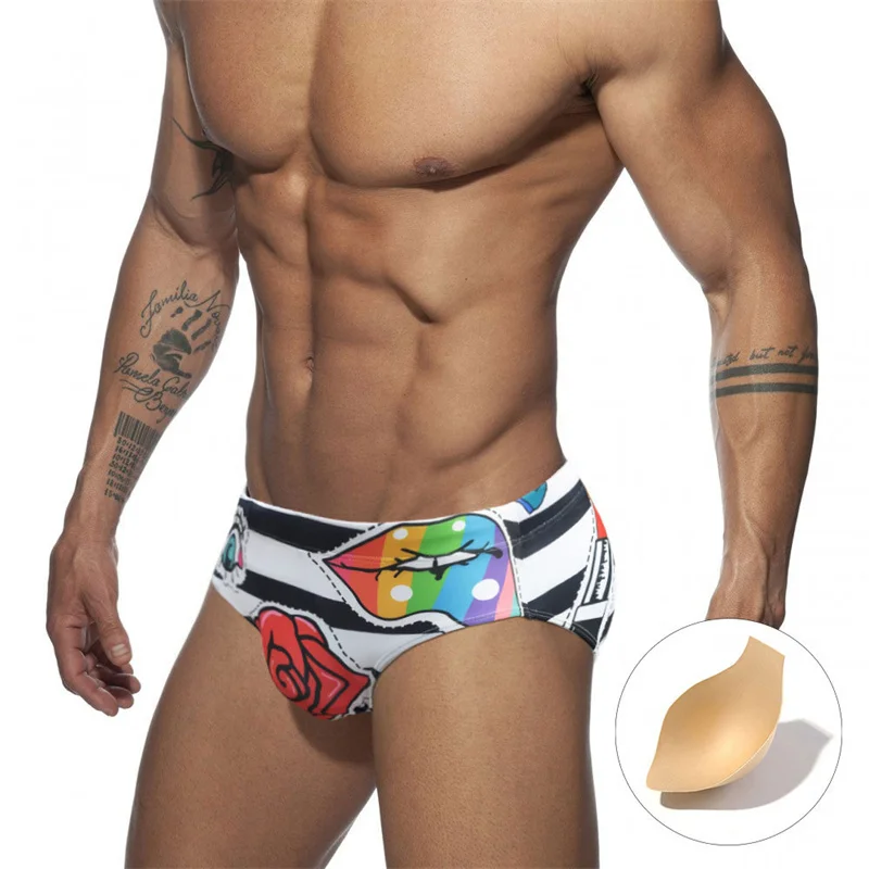 Men's Underwear Briefs for Beach Wear Bathing Trunks Swimming Briefs with Cup Close-fitting Beachwear Swim Underpants