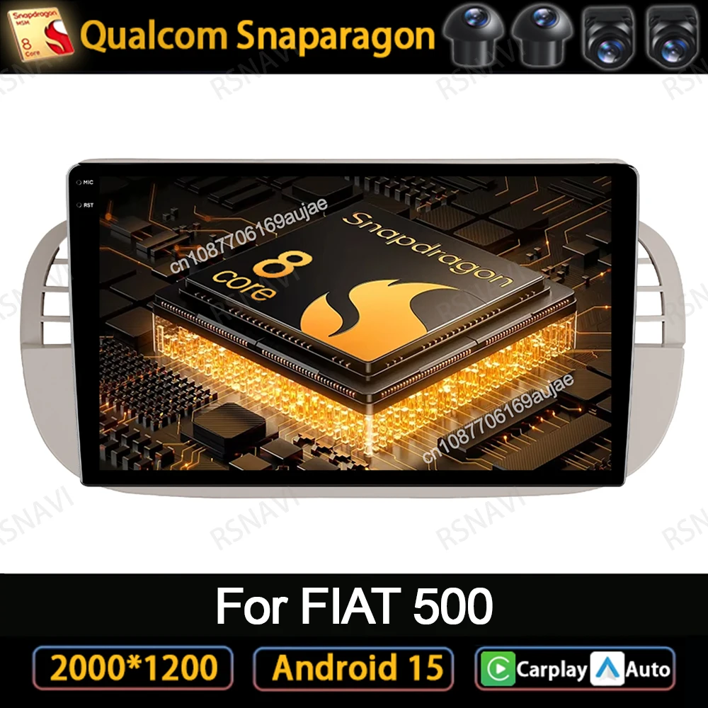 

Android 15 Car Radio For Fiat 500 2007 - 2015 Viedo Player Qualcomm BT QLED DSP Autoradio Stereo Wireless Carplay Auto 4G LTE