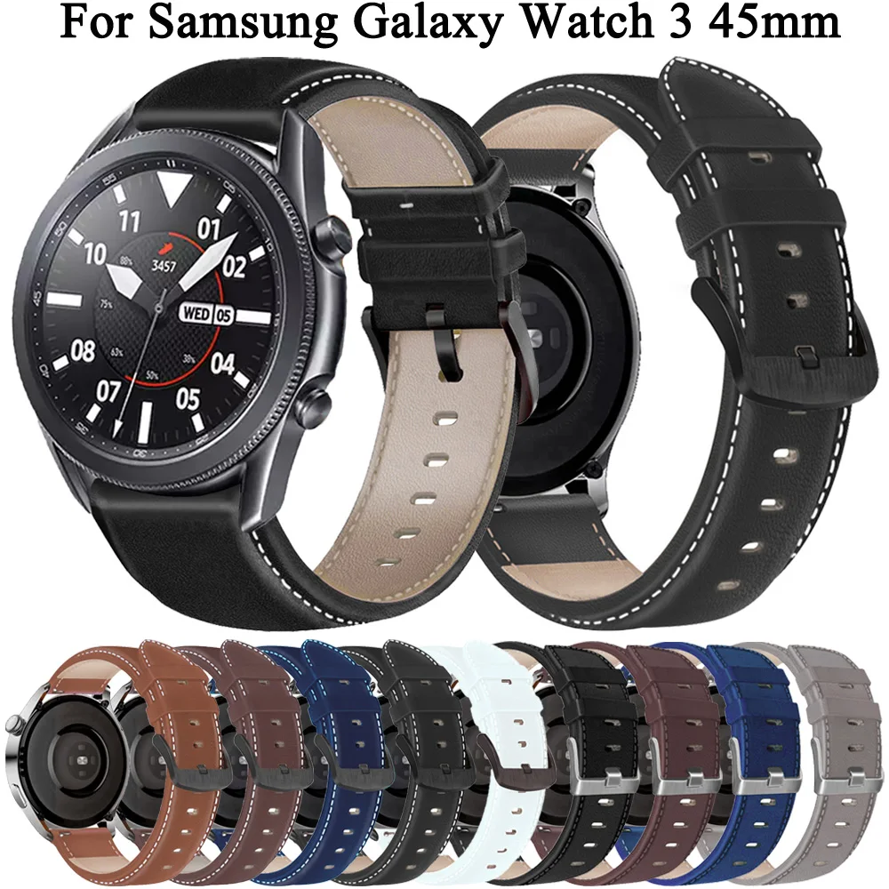 22mm Leather Watch Strap For Samsung Galaxy 46mm SM-R800 Silicone Bracelet For Samsung Watch 3 45mm Gear S3 Watchband