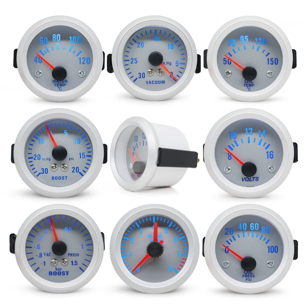 DRAGON GAUGE 2" 52mm LED Car Boost/Water Temp/Oil Temp/Oil Pressure/Tachometer/Volt/Vacuum Gauge Meter