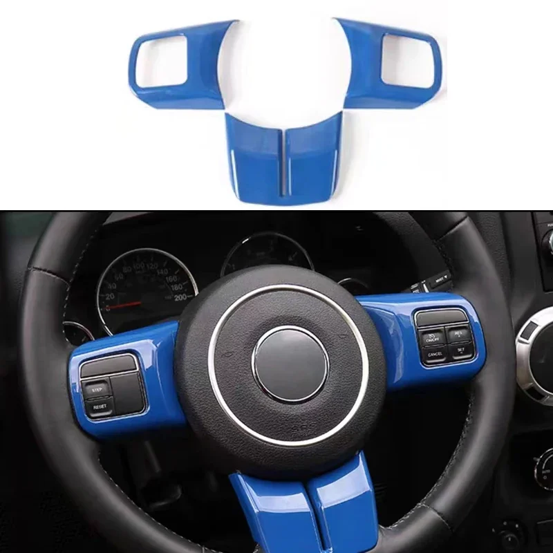 3PCS ABS Steering Wheel Cover Decor Trim For 2011-2017 Jeep Wrangler JK Unlimited Patriot Compass & Grand Cherokee 2011-2013