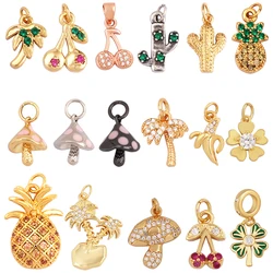 Kirsche Ananas Banane Kaktus Pilz Kokosnuss baum 18 Karat Gold Charm Anhänger, Armreif Ohrring Halskette Schmuck Ergebnisse liefern n30