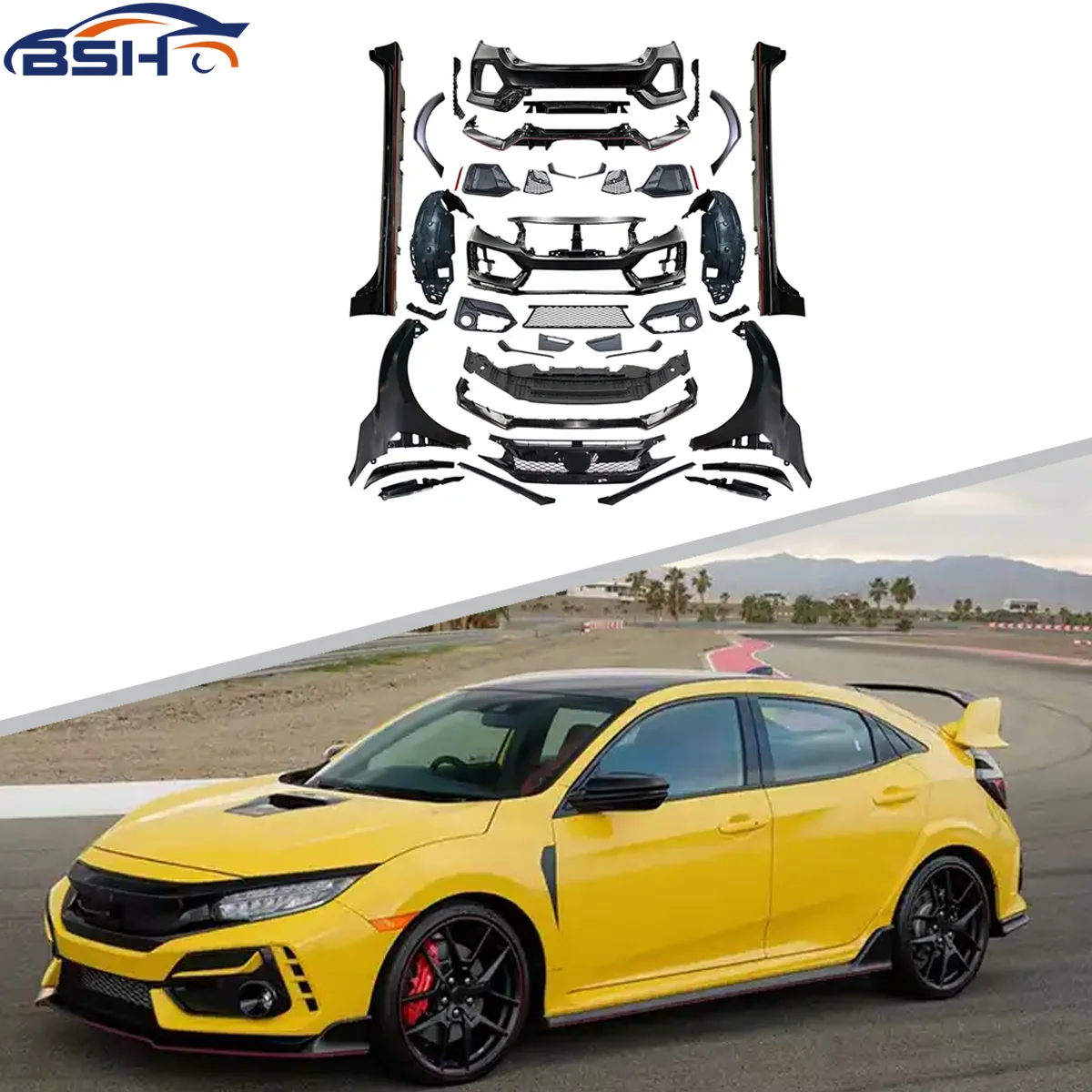 2020 Type-R Style 1-1 Wide Body Kit For HONDAs CIVICs Sedan 2016-2022