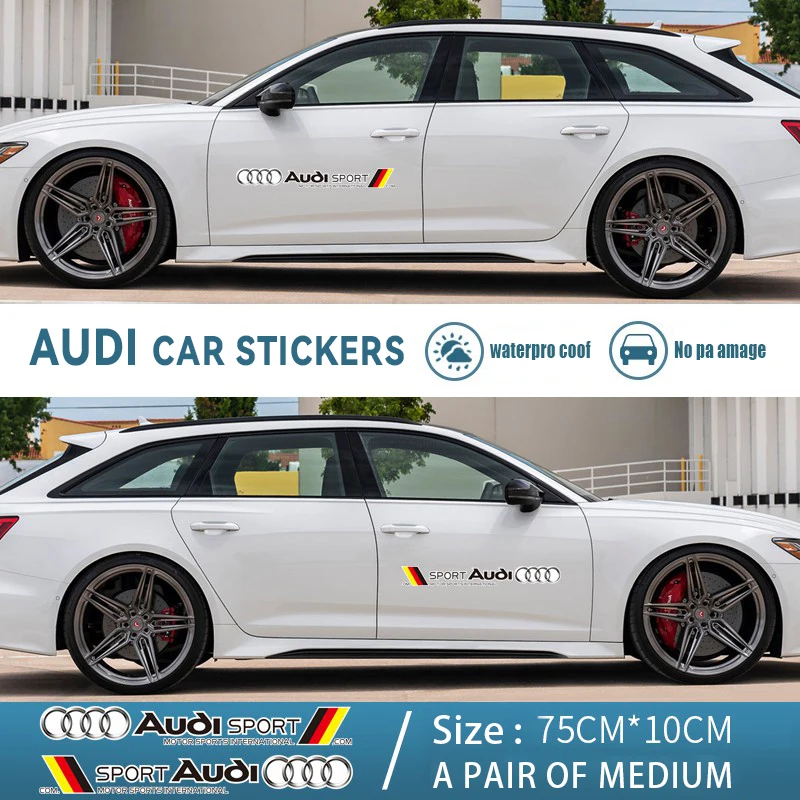 

2025 Hot 2Pcs Car Door Logo Styling Sticker Decals Auto Accessories For Audi A7 A3 A4 A6 A5 Q5 A1 Q7 Q3 Q4 TT SQ5 RSQ3 RSQ8 S3 S