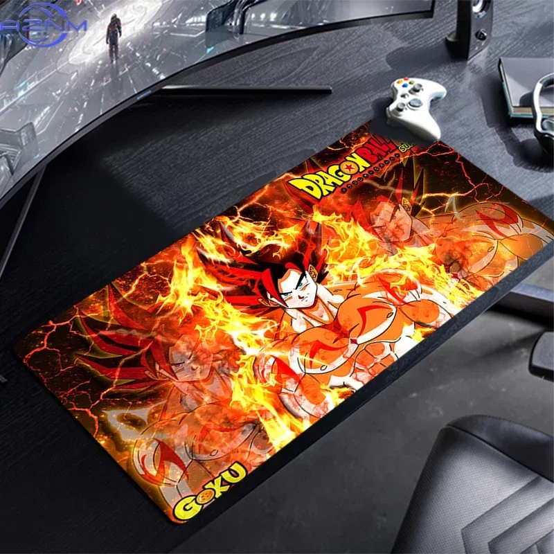 Anime Blue And Pink Saiyan Characters Fire Lightning Fighting Scene Mouse Pad, Rubber Non-Slip Base, Smooth Surface for Gaming D