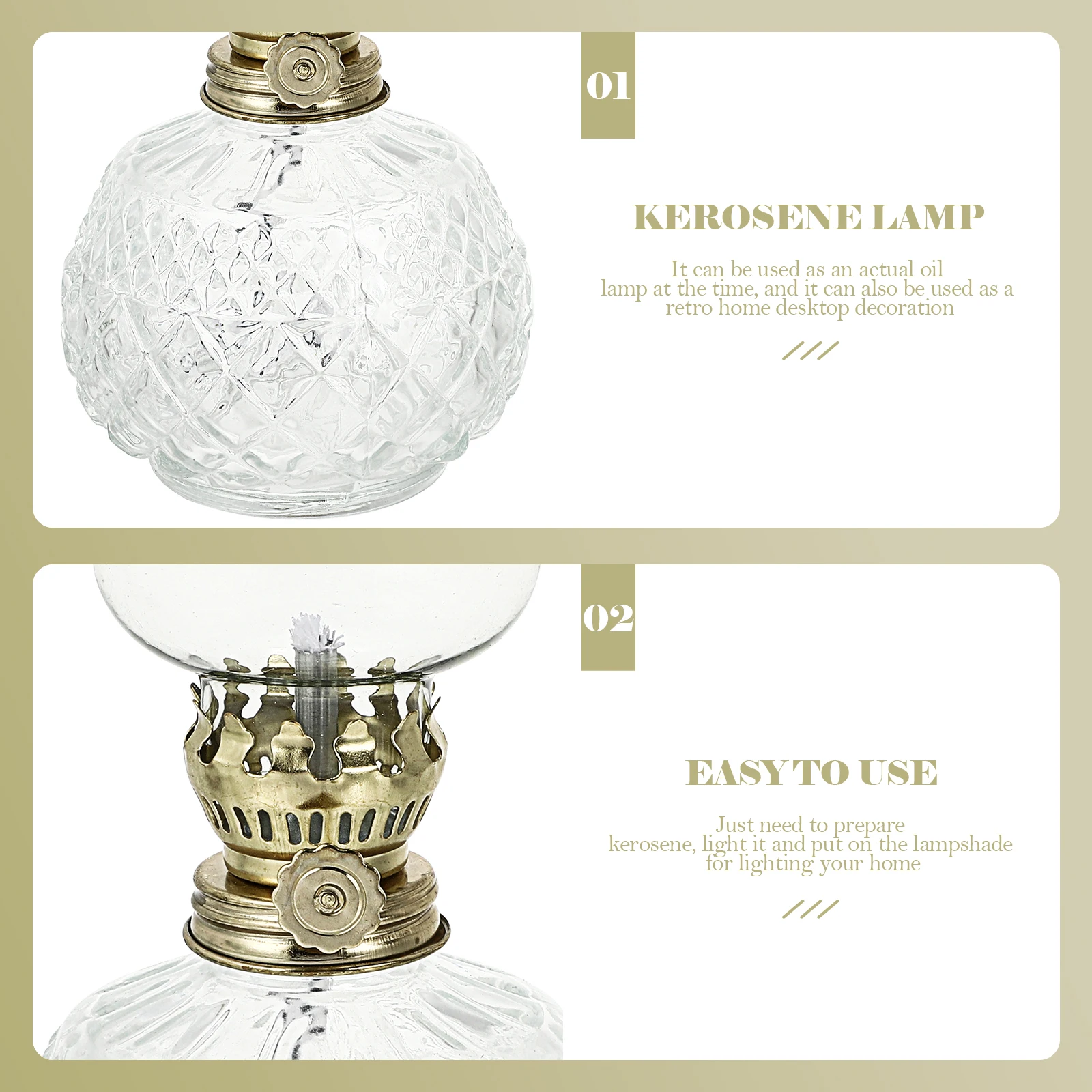 

Retro Lamp Vintage Style Glass Cover Exquisite Workmanship Practical Home Decor Lamp