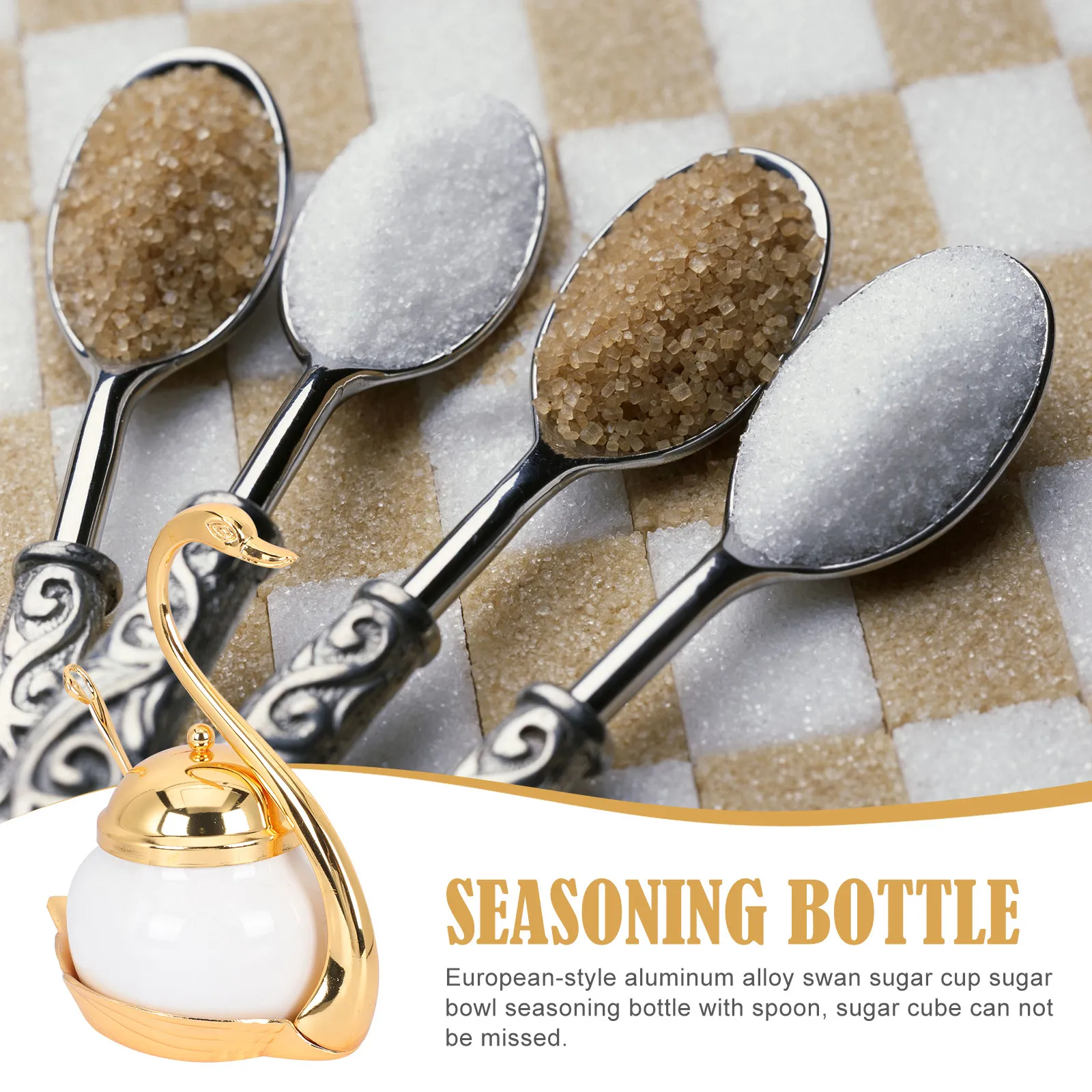 

Набор из 1 банки для сахара из высококачественного алюминиевого сплава для дома, ресторана, кофейни, для хранения приправ и специй