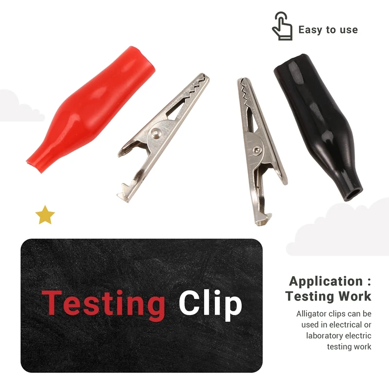 20 Pcs Black Red Soft Plastic Coated Testing Probe Alligator Test Clip-A10G