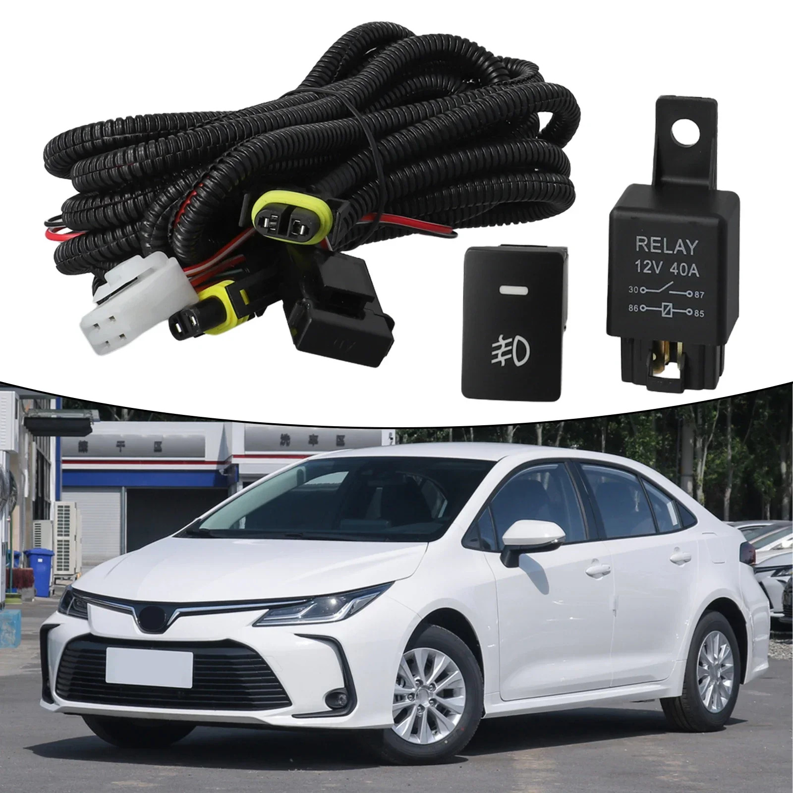 Kit Practical Fog light Wire harness Sockets 12V 40A For Toyota H11 Bulbs interface LED Indicators Switch Wiring