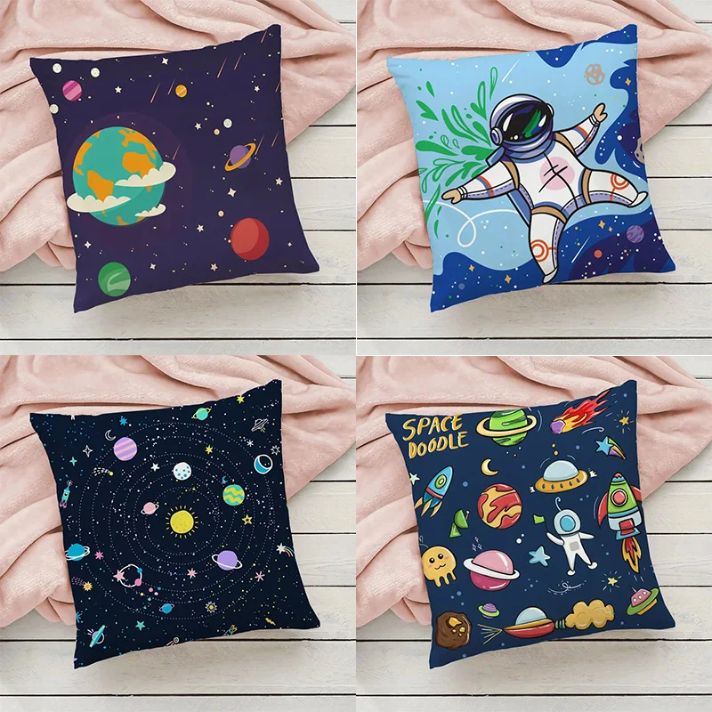 Cartoon Astronaut Planet Decorative Pillowcase Car Ornaments Office Living Room Home Pillowcase