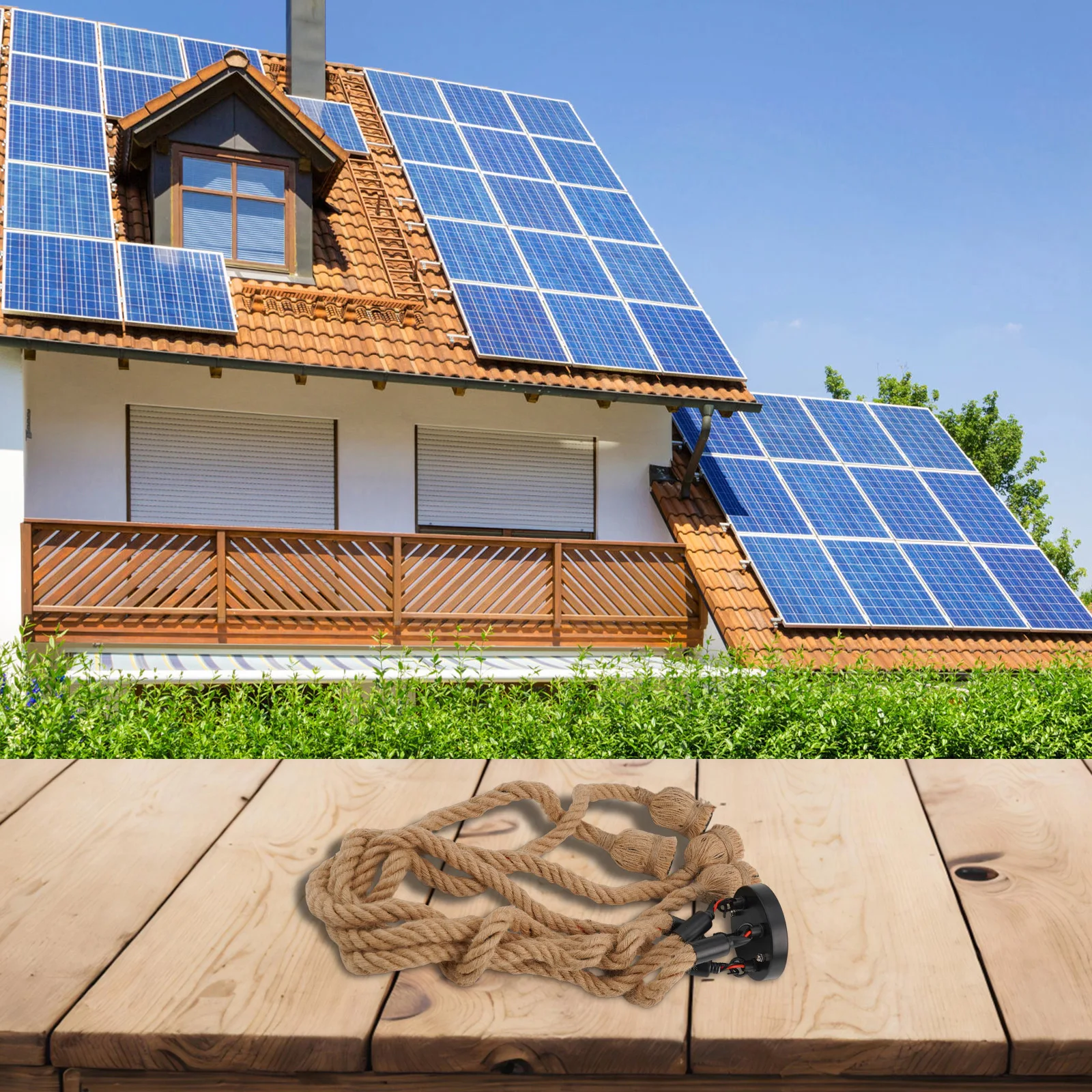 الرجعية ضوء قلادة ضوء 4 أضواء قلادة ضوء المناسب E27 مصباح حامل الأرض الأصفر حبل القنب IP20 العملي #3