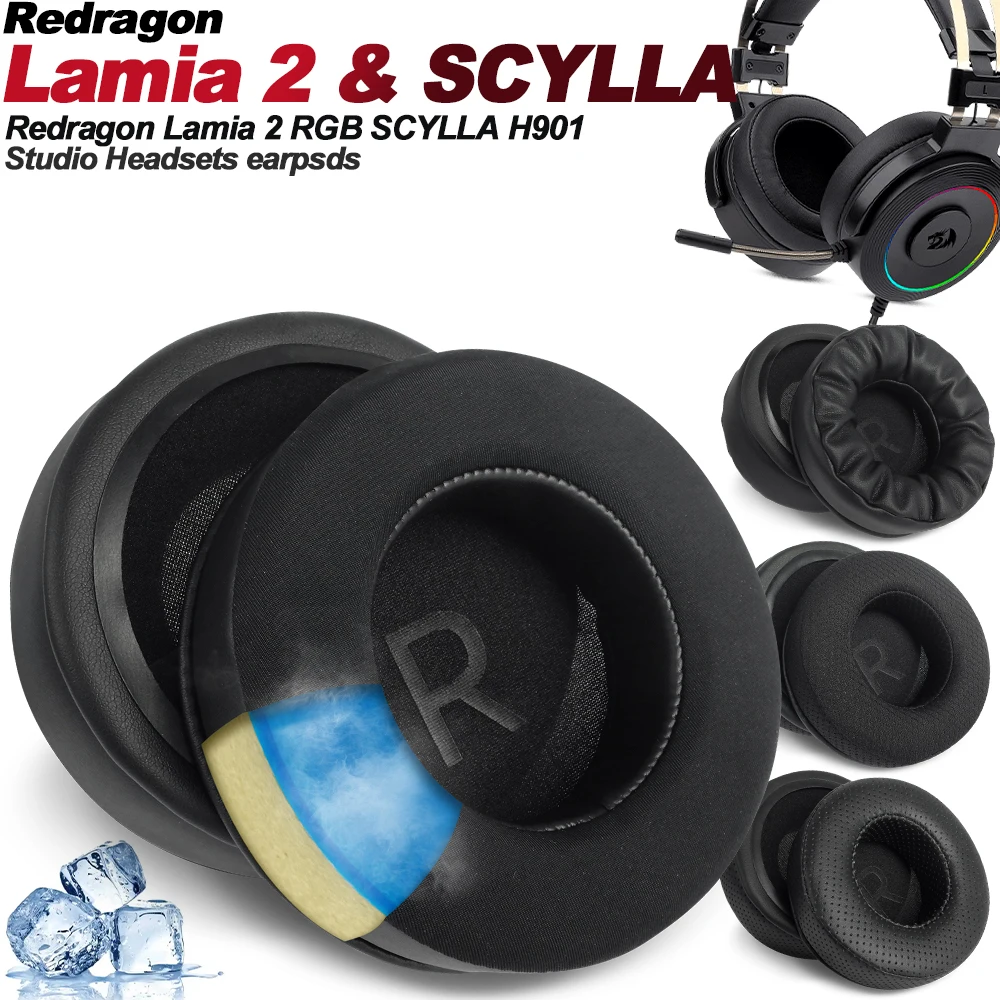 Almofadas de fone de ouvido para redragon lamia 2 h320 scyla h901 substituição earpads fones malha pano memória cobre esponja proteína macia