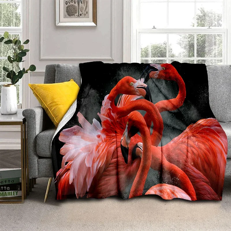 HD Pink Flamingo Bird Rainforest Cartoon Blanket,Soft Throw Blanket for Home Bedroom Bed Sofa Picnic Travel Cover Blanket Kids