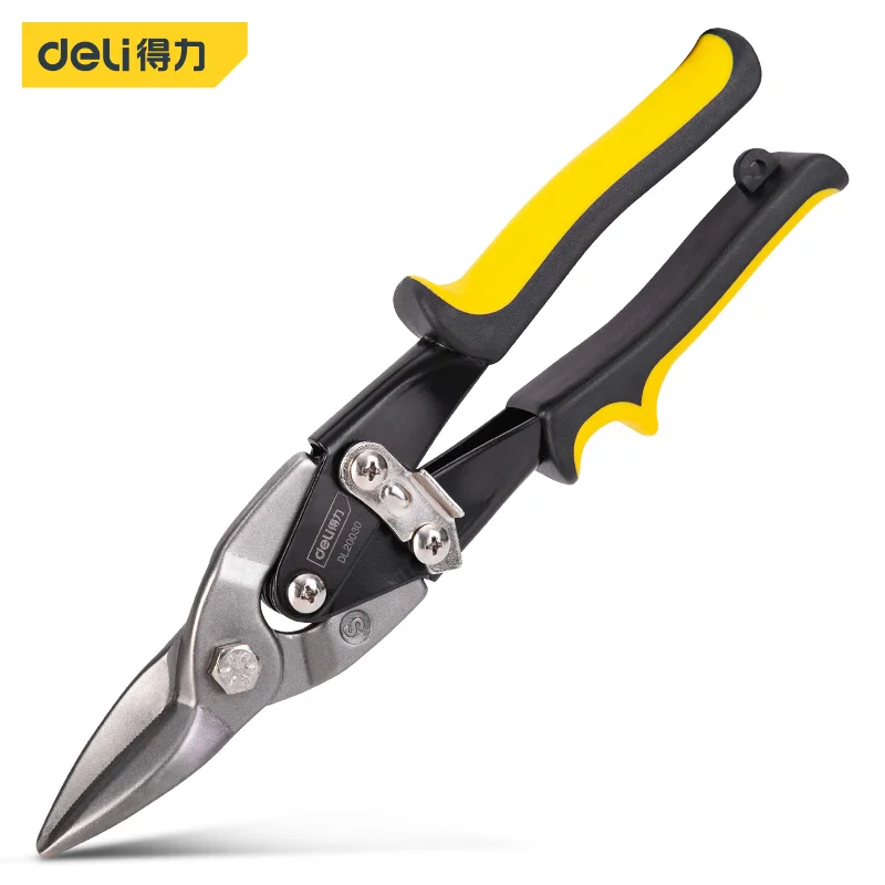 Deli 1 Pcs PVC Handle Chrome Vanadium Material Straight Head Shears Multifunctional Electrician Scissors Portable Hand Tool