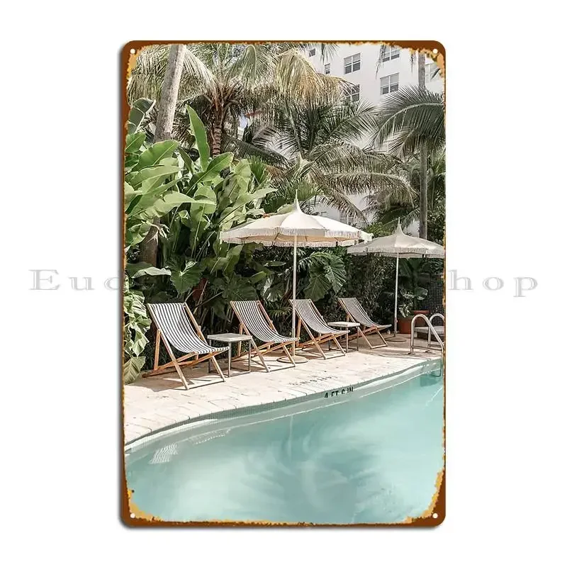Miami Beach Florida Metal Sign Painting Personalized Living Room Club Bar Garage Tin Sign Poster