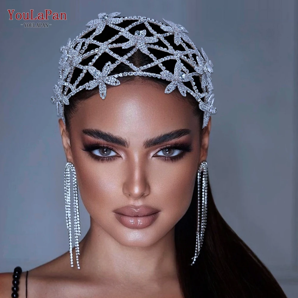 TOPQUEEN-Diadema de plata con diamantes de imitación para mujer, joyería para el cabello, Tiaras de lujo de cristal, corona de boda, tocado de novia con diamantes