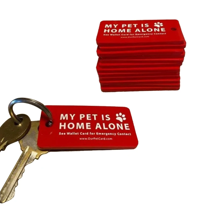 Pets are Home Alone Alone Alert Keychain Keychain Emergency Contact Wallet بطاقة مطوية للكتابة على بطاقات الطوارئ للحيوانات