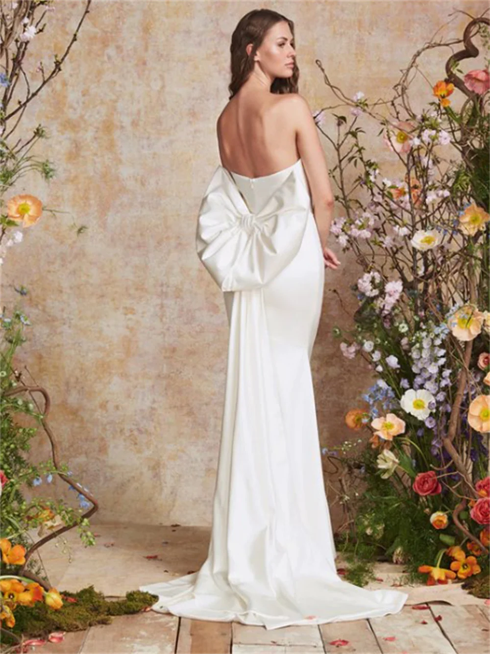 Robe de Mariée Sirène en Satin avec Dos auxet Nministériels d en Forme de Cœur, Vêtement Éducatif Sexy pour Patients, Nouvelle Collection