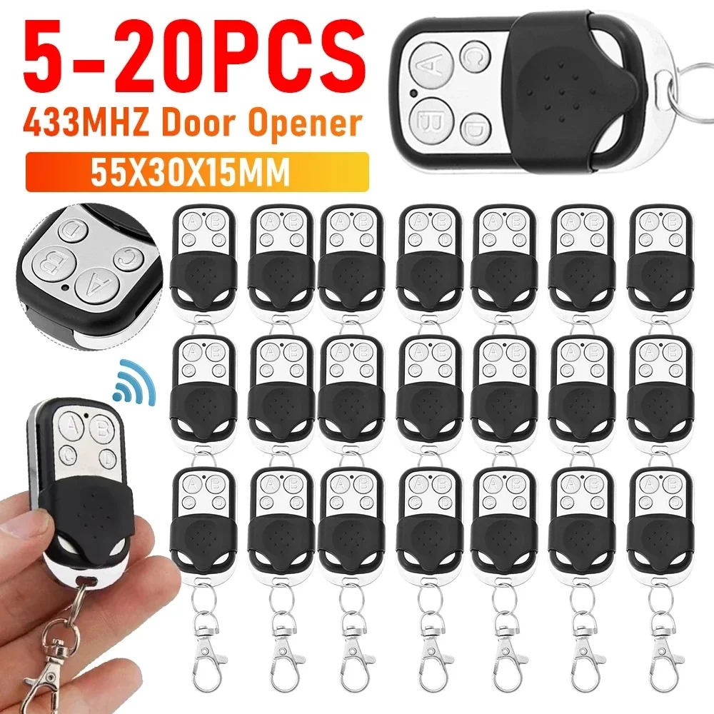

5-20PCS Universal Garage Door Control Wireless RF Remote Control 433MHz Electric Gate Remote Control Key Fob Controller