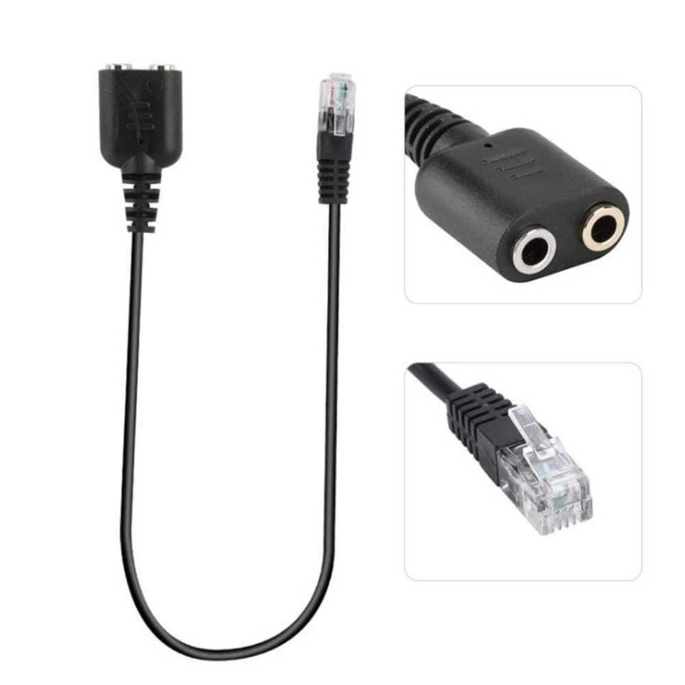 20cm Single Dual 3.5mm Audio Jack Female to RJ9 4P4C Male Adapter Cable for PC Computer Headset Telephone Audio Conversion Cord