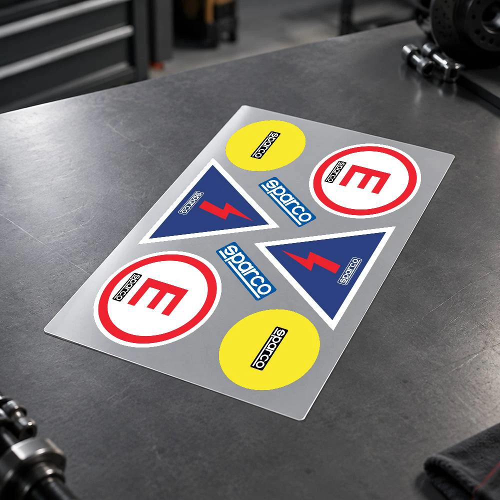 Colorful Racing Symbol Vinyl Sticker Set, Triangle Lightning & Round Sign Motorsport Decals for Helmet, Car, Toolbox Decor