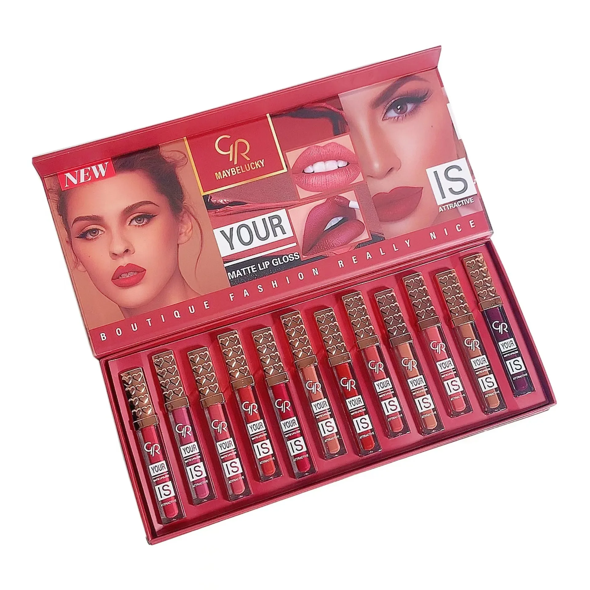 GR12 lip glaze set lip gloss matte lip glaze non-stick cup 12-color set liquid lipstick