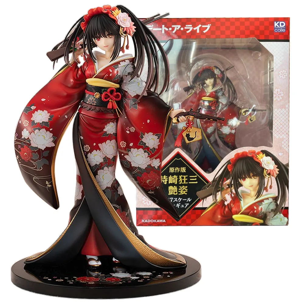 

23CM Kurumi Tokisaki Figure DATE A LIVE Anime Noodle Stopper Kimono Beautiful Posture Toy Girl Gift Collection Ornaments PVC