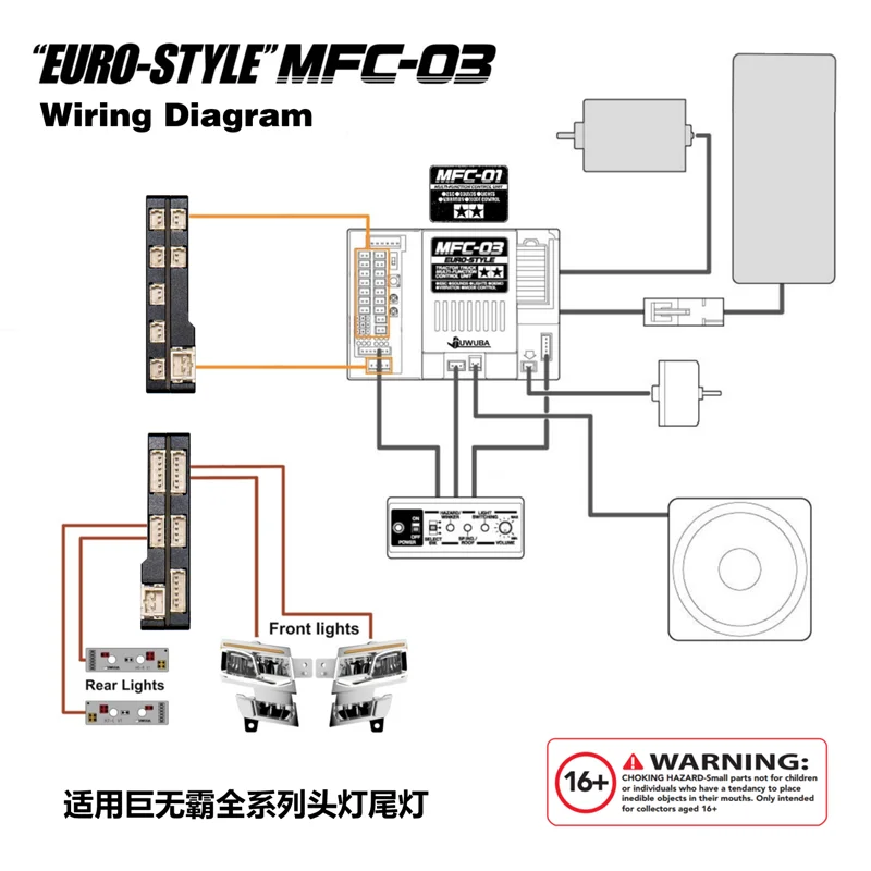 MFC-01 03 Drag Head 4-in-1 Light Module for 1/14 Tamiya RC Tractor Truck DIY Adapter JUWUBA Model DIY Parts Accessories