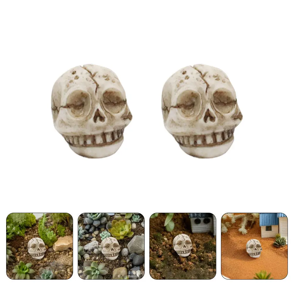 20Pcs Resin Skull Ornament Outdoor Garden Statue Lawn Decor Aquarium Fish Tank Decor Terrarium Flower Pot Surface Stone