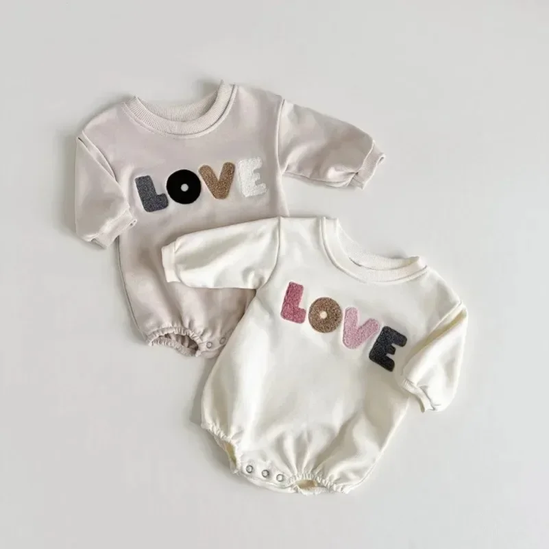 

Boy Girl Romper Long Sleeve Jumpsuit Baby Clothing New Baby Spring Summer LOVE Embroidery Sweatshirt Romper Newborn Infant Baby
