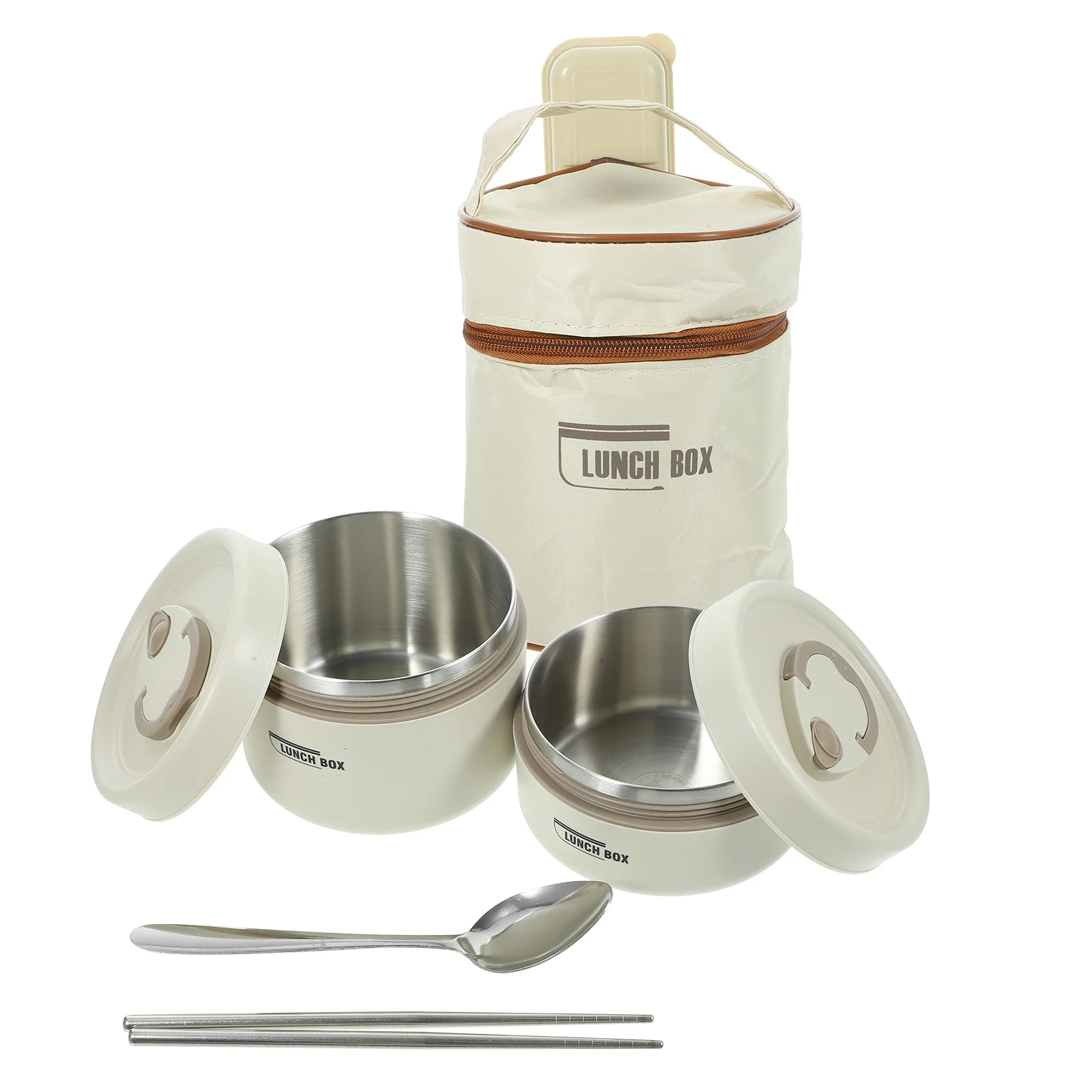 

1 set Stainless Soup Bowls With Lids Microwave Safe Multi Layer Leak Proof Lunch Containers Insulated Bag Included