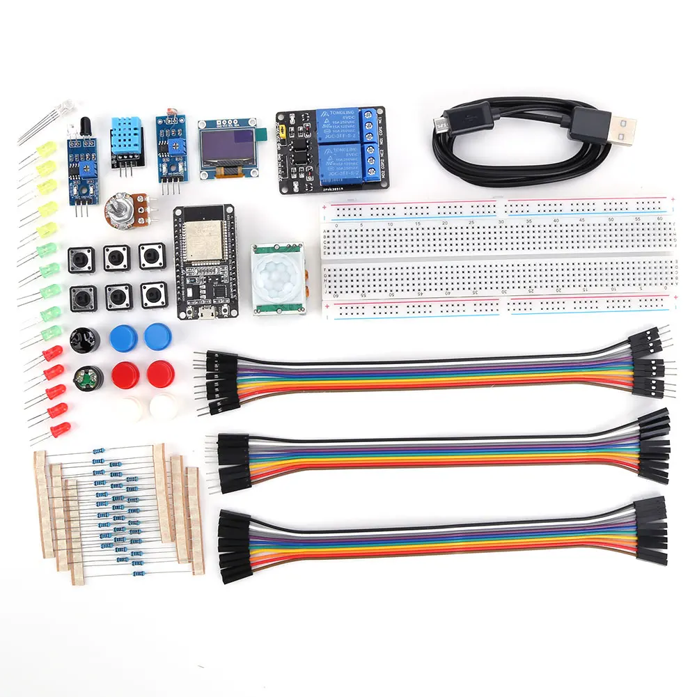 

Electronics Components Basic Starter Kit for ESP32 ESP-32S WIFI I OT Development Board Learning Basic Starter Kit 0.96 Inch Oled