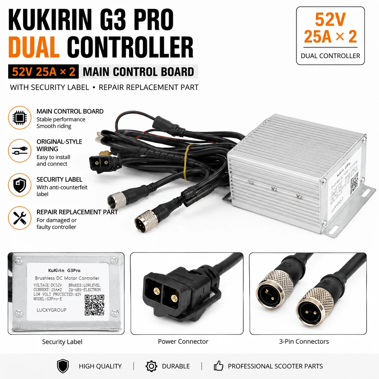 52V 25A Dual Controller for KuKirin G3 Pro Electric Scooter, Main
