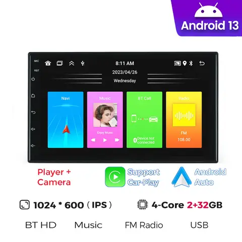 Android 13 Auto Radio CarPlay Auto GPS Navigation For VW Golf 4 Passat POLO Touareg T5 Multivan Seat Jetta 2Din Auto Radio 10 best sales vw golf 4 navigation - №9