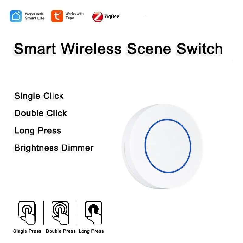 Tuya ZigBee Smart Button Scene Switch Wireless Remote One Key Controller Multi-scene Linkage Switch Required Tuya Zigbee Hub