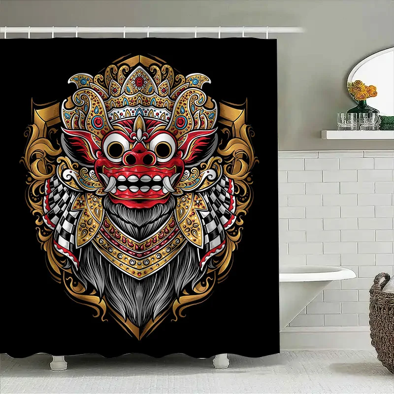

Занавеска для душа Tuniu Balinese Demon, уникальный декор стен, индонезийское искусство, этнический дизайн, декоративный душ, крутая ванная комната