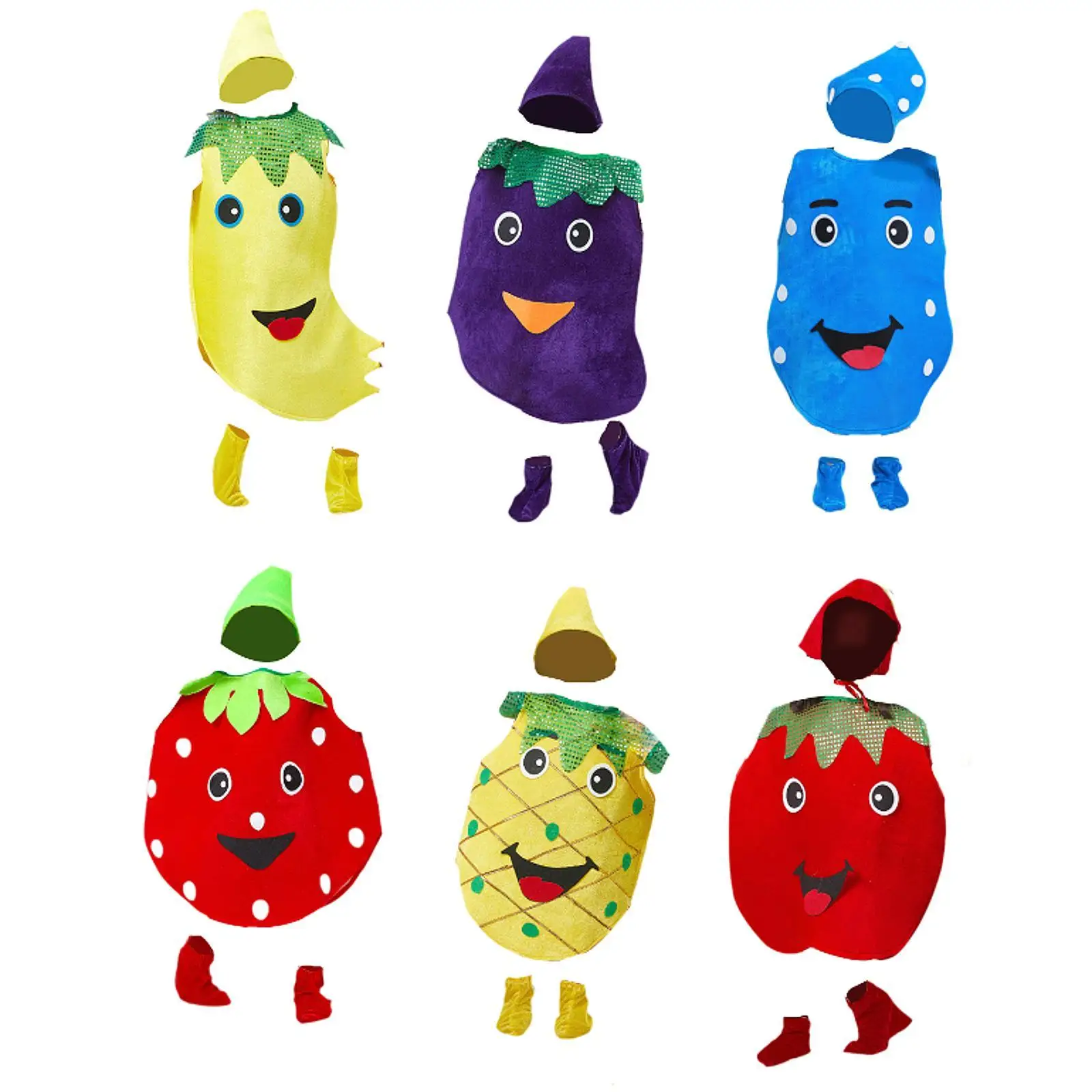 Kids Fruit Costume Novelty Decorative Children Costume with Hat for Masquerade Carnival Stage Performance Pretend Play Festival