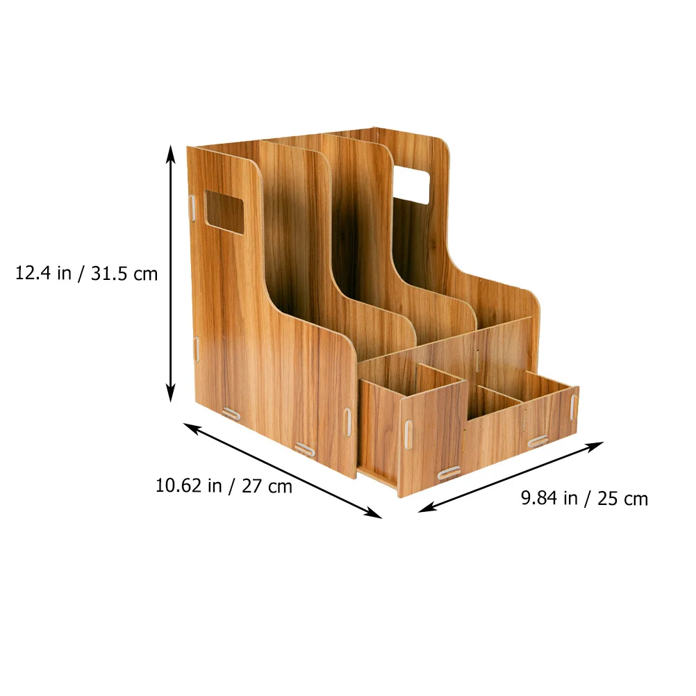 Modern Wooden Desktop Organizer Multipurpose File Storage Rack Desk Storage Organizer Office Desktop Container