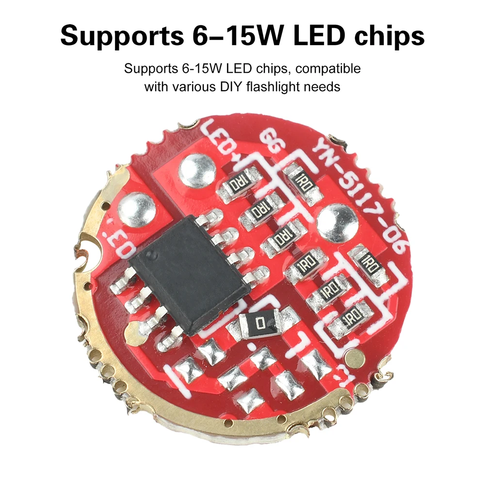5PCS DC 3.7-4.2V One-Gear Flashlight Driver Board Flashlight DIY Component for 6-15W LEDs 17/20mm