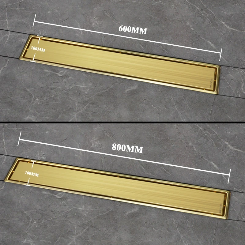 

Brushed Gold Floor Drain SUS304 Tile Insert Conceal Drain Long Linear Drainage Channel for Hotel Bathroom Kitchen Floor Black