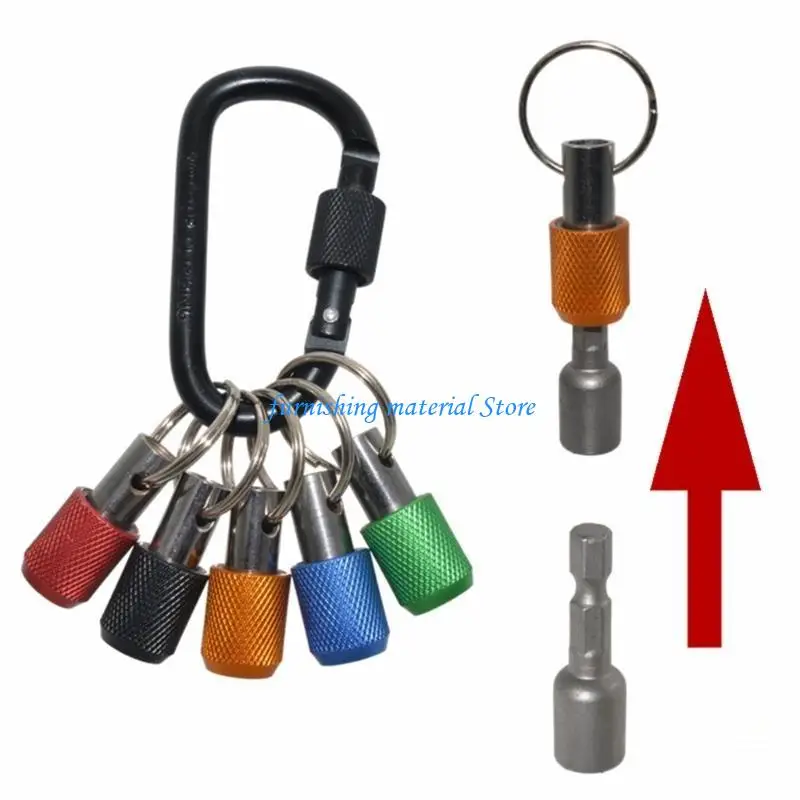 

Y5GD 5Pcs/Set 1/4 Bit Holder Keychain Shank Impact Drill Bit Keychain Adapter Self-locking Extension Bar