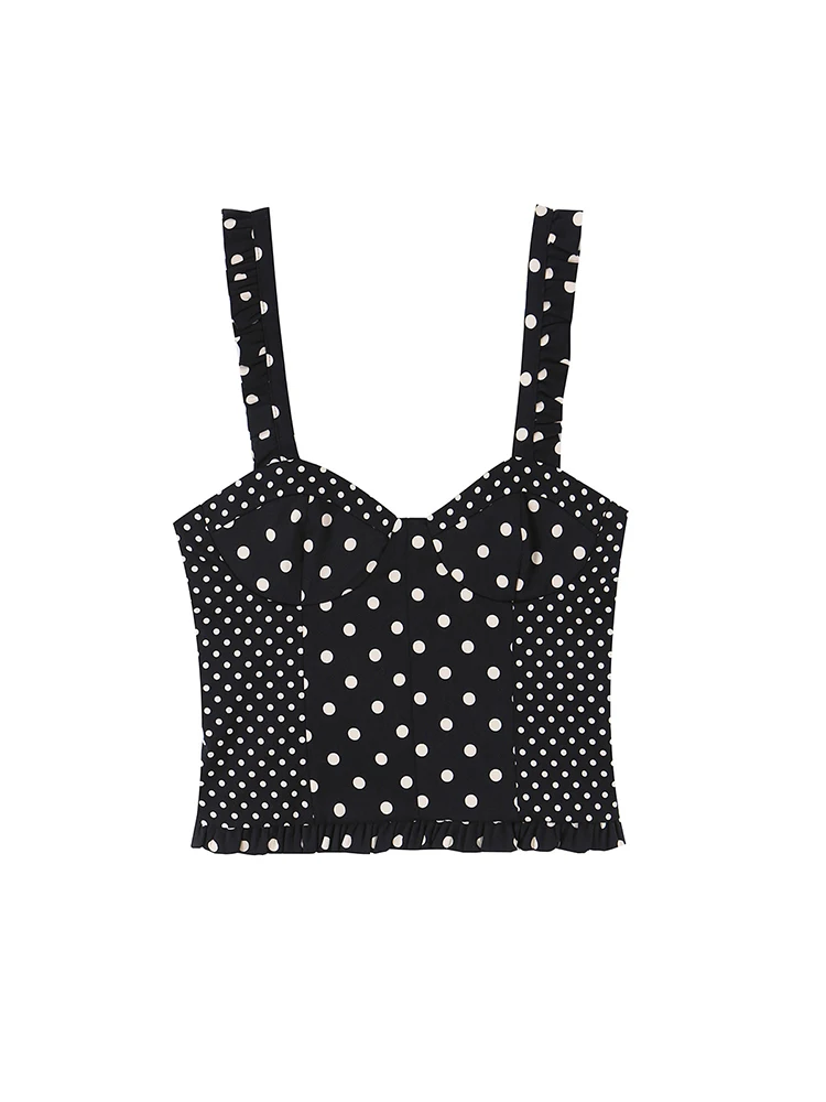 Summer Women Sling Tops 2026 Sexy Slim Fit Fashionable Backless Sleeveless Vest Casual Polka Dot Corset Top Ladies Outfit