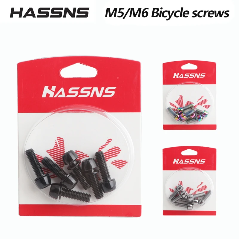 

Силовые винты HASSNS-Mtb M5 * 18/20 мм, M6 * 18/20 мм, стол на руль горного велосипеда, болты штока из нержавеющей стали, Аксессуары для велосипеда, 6 шт.