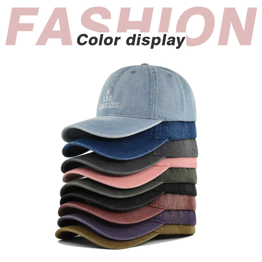 Unisex Letter Solid Cowboy Baseball Cap Four Seasons Men Women Sanpback Denim Hat Hip Hop Cap Vintage Jeans Cap Gorras Bone Kpop