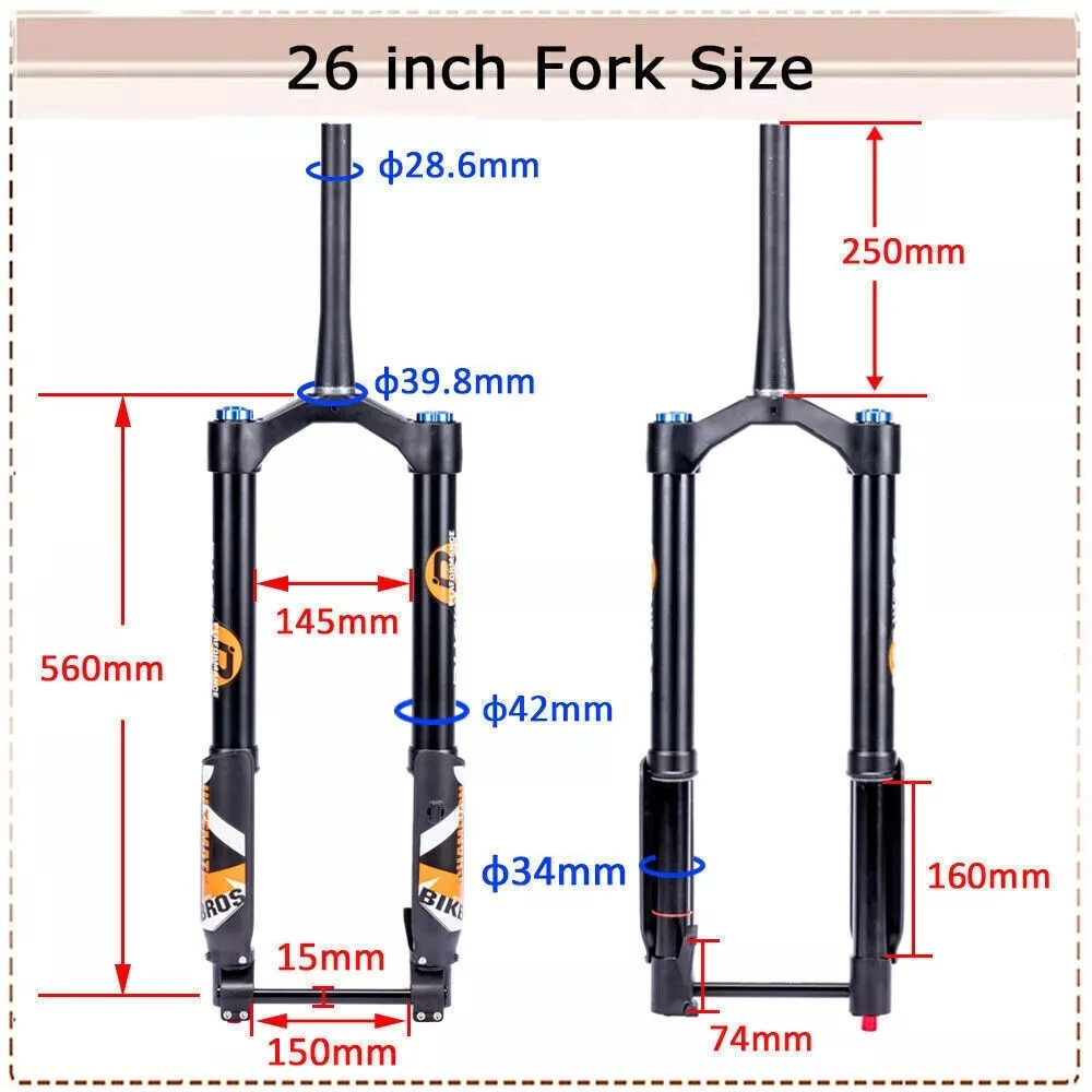 BUCKLOS E-Bike Luftfedergabel 26*4.0 26*5.0 Elektrofahrradgabel 9*135mm 15*150mm Schnee- und Strandfahrradgabeln MTB DH Gabeln für 4.0/5.0 Reifen – Detail 29