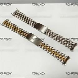 18mm 20mm 21mm 22mm Curved End Stainless Steel Silver Gold President Bracelet Fit For Rolex Seiko Omega Mechanical Wristwatch