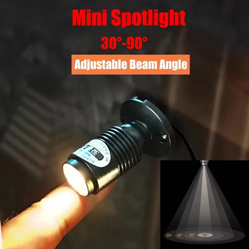 3W Mini Spotlight Zoomable Dimmable Small Beam Angle Surface Mounted Spot Light 12V Display Cabinet Wine Cabinet Decor Lights