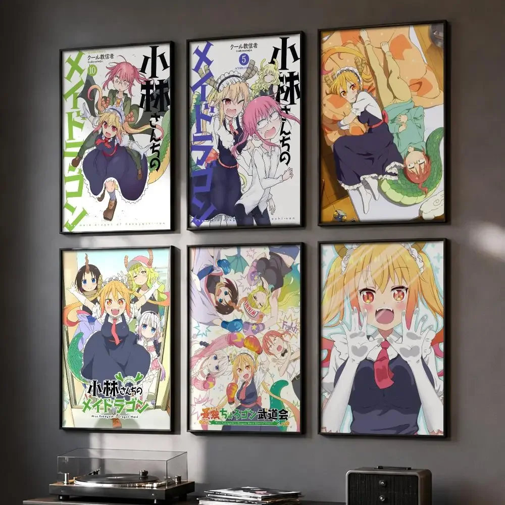 Anime M-Miss Kobayashis Dragon Painting Canvas Poster Set Wall Artwork Prints for Bedroom Living Room Home Decor Gift